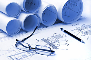 Architectural blueprints for a building envelope