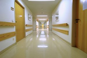 Polished corridor floor in a hospital